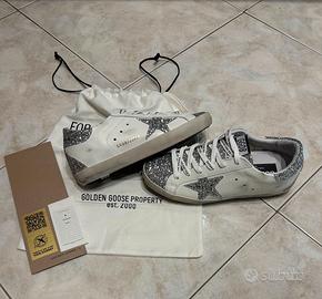 Golden Goose Super-Star - Glitter Argento (Tg 38)