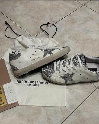 Golden Goose Super-Star - Glitter Argento (Tg 38)