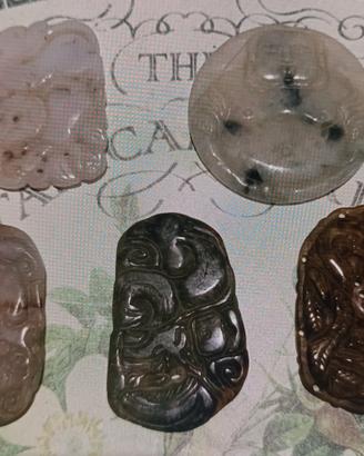 5 Ciondoli antichi insoliti in giada cinese 