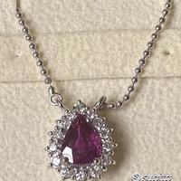 COLLANA ORO 18kt. DIAMANTI E RUBINO GOCCIA