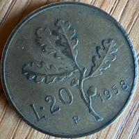 Moneta italiana da 20 lire 1958