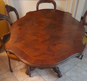 TAVOLO IN NOCE OVALE CON 6 POLTRONCINE