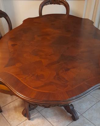 TAVOLO IN NOCE OVALE CON 6 POLTRONCINE