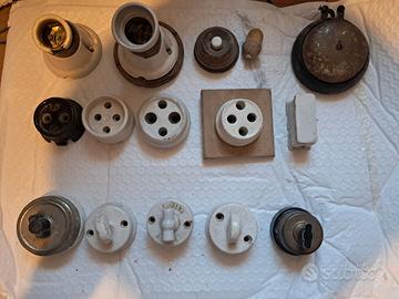 Interruttori, prese porcellana vintage anni 20/30