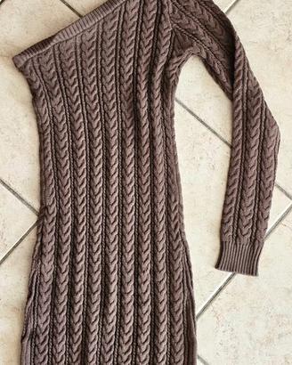 Vestito a trecce mono spalla marrone Bershka 