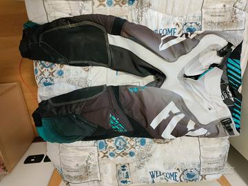 Pantaloni motocross Fly Lite Bianco/Azzurri tg 32