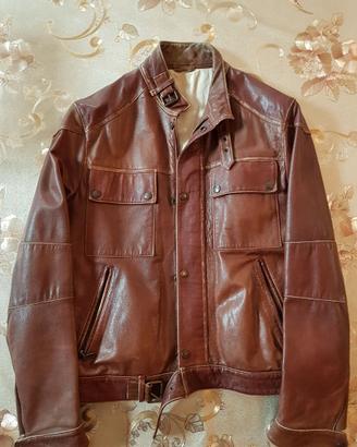 Giubbotto in Vera Pelle Marrone Taglia 50 Original