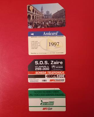 4 rare CARTE TELEFONICHE 