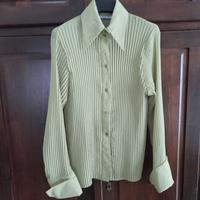 camicia donna verde acido plissettata