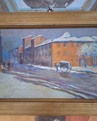 quadro olio su tavola vintage 