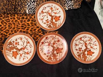 Set 4 Piatti Porcellana Cinese Floreale Artigianal