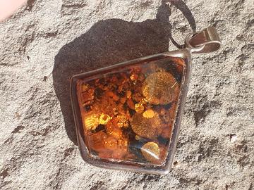 Ciondola in Ambra Baltica/argento