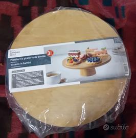 Vassoio girevole legno con piedino centrale