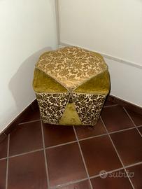 Pouf in velluto damascato verde
