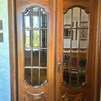 Porta doppia noce nazionale e vetro 210 x 130 cm