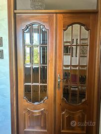 Porta doppia noce nazionale e vetro 210 x 130 cm