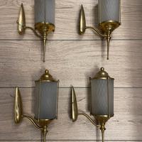 Applique da parete  in ottone e vetro di murano