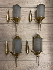 Applique da parete  in ottone e vetro di murano