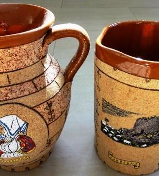 2 boccali terracotta e sughero, originali Sardegna