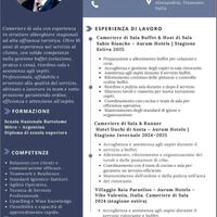 Cameriere sala / buffet hotel