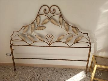 spalliera letto in ottone disegno foglie vintage d