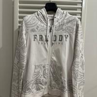 Felpa bianca cappuccio e zip taglia S 100% cotone