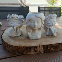 Statuette viso femminile 3 pezzi casa/giardino 