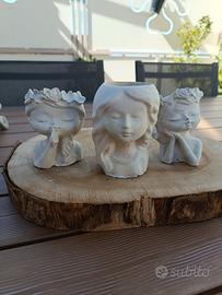 Statuette viso femminile 3 pezzi casa/giardino 