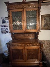 Credenza Neorinascimentale-noce-fine '800-Grifoni