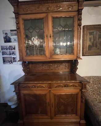 Credenza Neorinascimentale-noce-fine '800-Grifoni