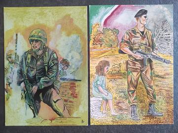 Due cartoline militari  Italiani in Kosovo
