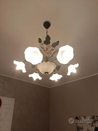 lampadario ferro battuto con bajur 