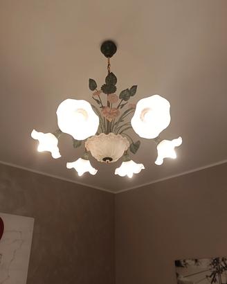 lampadario ferro battuto con bajur 