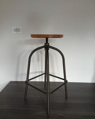 Sgabello stile industrial legno e metallo