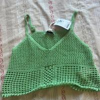 Top All’Uncinetto Verde – Nuovo con Etichetta!