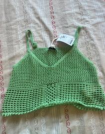 Top All’Uncinetto Verde – Nuovo con Etichetta!