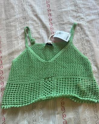Top All’Uncinetto Verde – Nuovo con Etichetta!