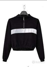 Felpa Cropped Nera - Donna (Taglia S)