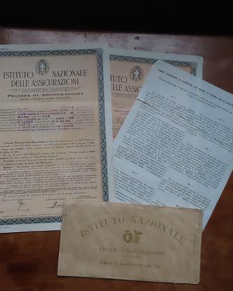 Polizza assicurazione vita capitano esercito 1943