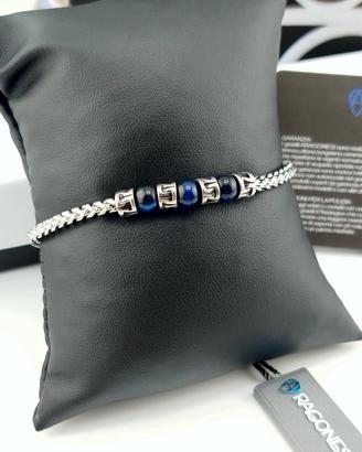 Bracciale Aragonesi Santiago Acciaio Agata Blu