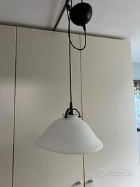 Lampadario saliscendi De Majo vetro bianco 40 cm