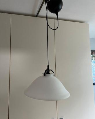 Lampadario saliscendi De Majo vetro bianco 40 cm