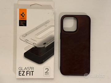 Cover pelle iPhone 14 Pro Max + vetrino