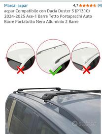Barre Auto comparibili con Dacia Duster nere 