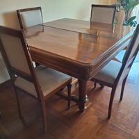 Tavolo fine '800 noce massello + 4 sedie + como'