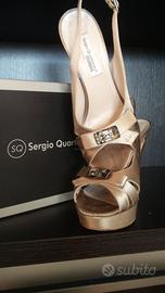 Sandali artigianali n. 36 décolleté con tacco 