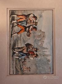 Acquaforti Pinelli su incisioni ad acquarello firm