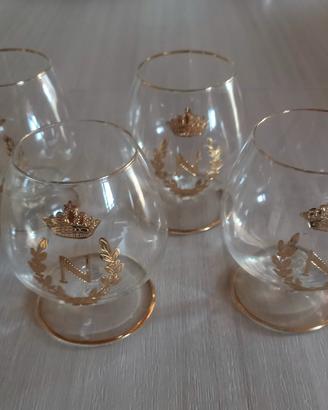 4 Calici Cognac Napoleon Oro Vetro/Cristallo 