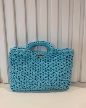 Borsa Clutch bag punto stella fatta con uncinetto