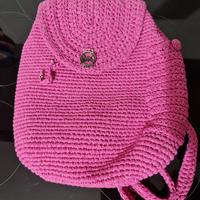 Zainetto crochet rosa fatto a mano cotone pregiato